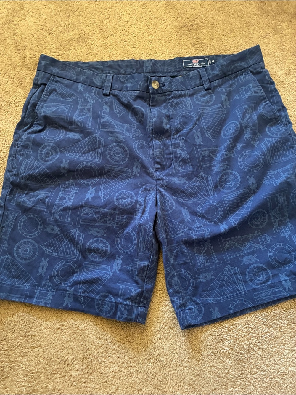 Vineyard Vines Men's Blue Cape Cod Blueprint Breaker Shorts Size 38